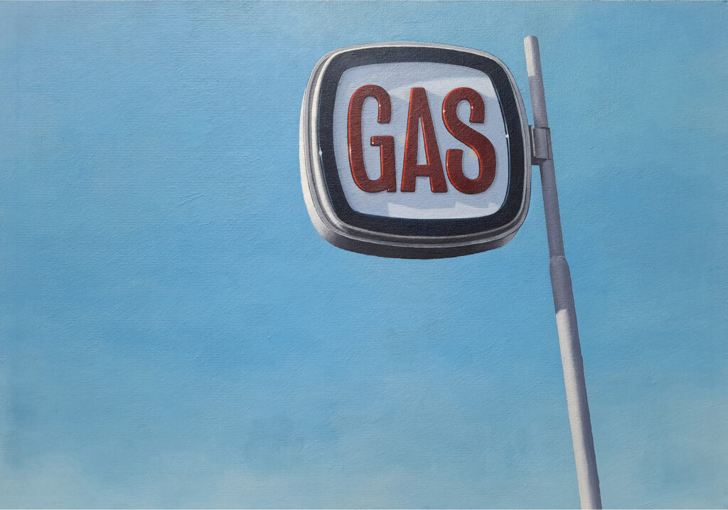 gas station painting by guido pigni